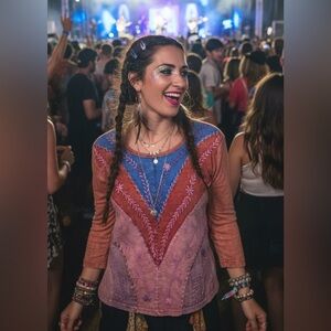 Shop Therapy Boho Embroidered Top Size M Funky Unique Festival Whimsigoth Vtg